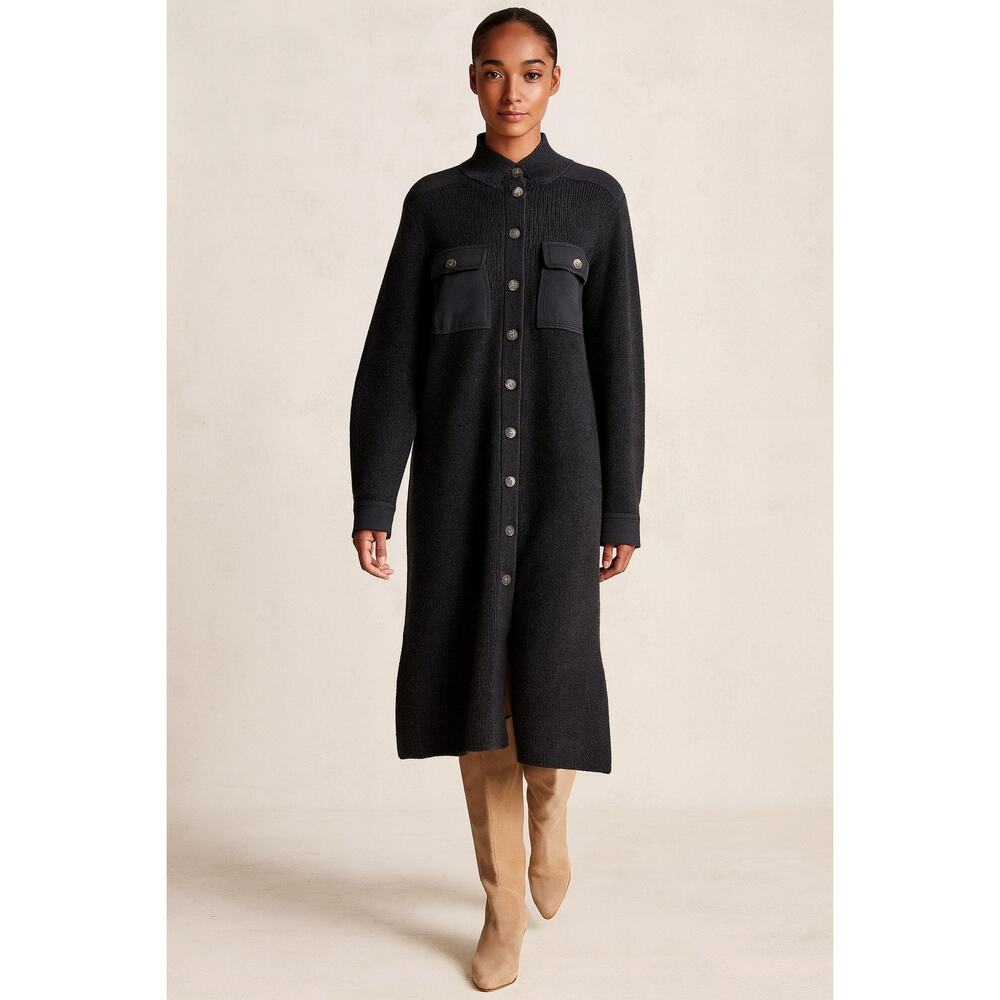 Banana Republic Heritage Merino Wool Utility Coat | Leather Trim | XL